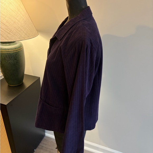 Flax Purple Pinstripe Micro Corduroy Jacket Size Small 100% Cotton Artsy Office - Picture 10 of 16
